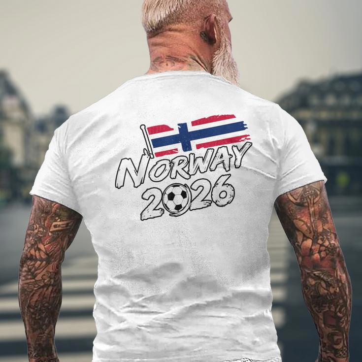 ノルウェー サッカー フットボール 試合 プレーヤー ファン ノルウェー国旗 メンズTシャツ バックプリント 高齢者への贈り物