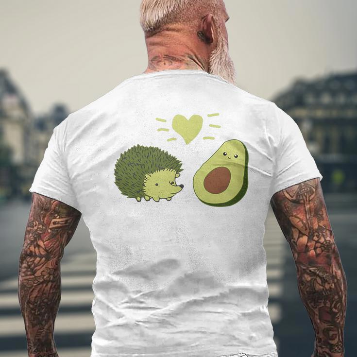 ハリネズミ アボカド ラブ メンズTシャツ バックプリント 高齢者への贈り物