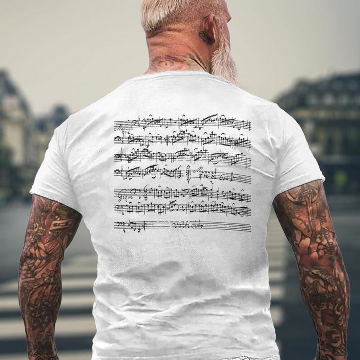 バッハチェロ組曲メヌエットチェリスト 長袖tシャツ メンズTシャツ バックプリント 高齢者への贈り物