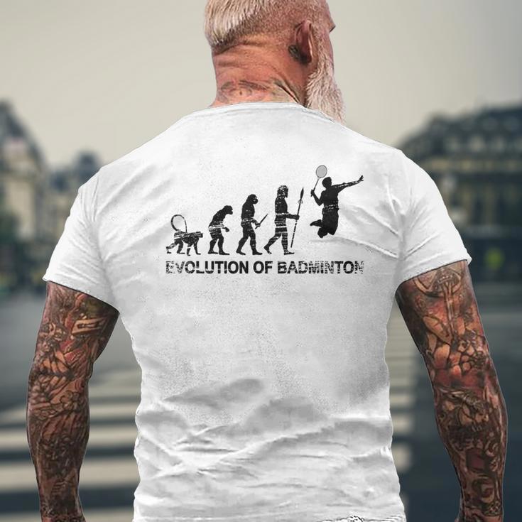 バドミントン選手の進化 メンズTシャツ バックプリント 高齢者への贈り物