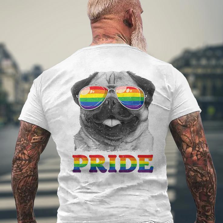 パグ ゲイプライド Lgbt レインボーフラッグ サングラス Lgbtq ギフト 犬 メンズTシャツ バックプリント 高齢者への贈り物