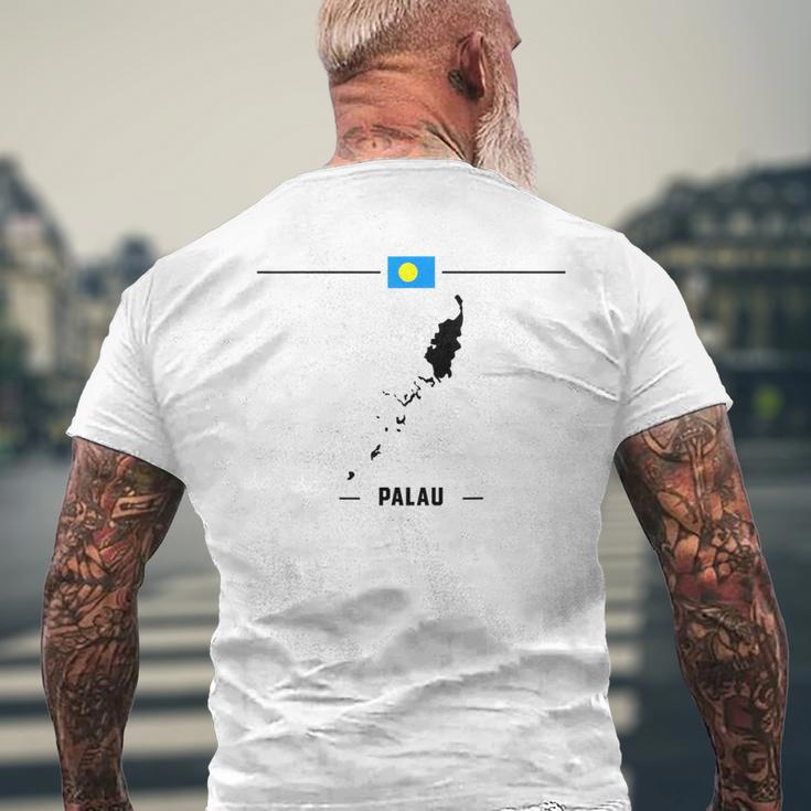 パラオ国旗、地図と国名 パラオ メンズTシャツ バックプリント 高齢者への贈り物