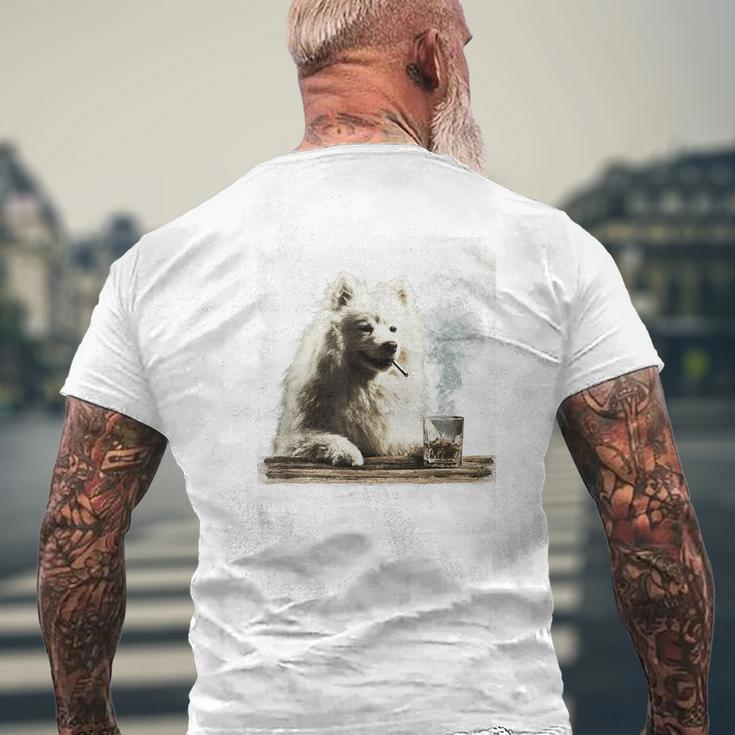 ビンテージ 喫煙 アメリカン エスキモー面白犬 父の日 メンズTシャツ バックプリント 高齢者への贈り物