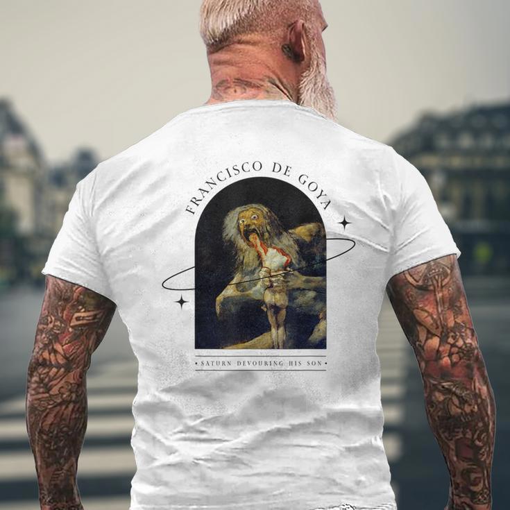 フランシスコ デ ゴヤ デザイン ホラー ゴシック アート メンズTシャツ バックプリント 高齢者への贈り物