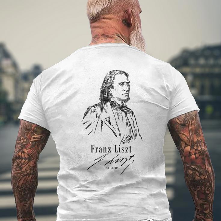 フランツ・リスト、クラシック音楽 ピアノ-Franz Liszt Classical Music-Piano メンズTシャツ バックプリント 高齢者への贈り物
