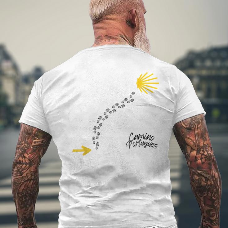 ポルトガルの道の痕跡、カミーノ・デ・サンティアゴ メンズTシャツ バックプリント 高齢者への贈り物
