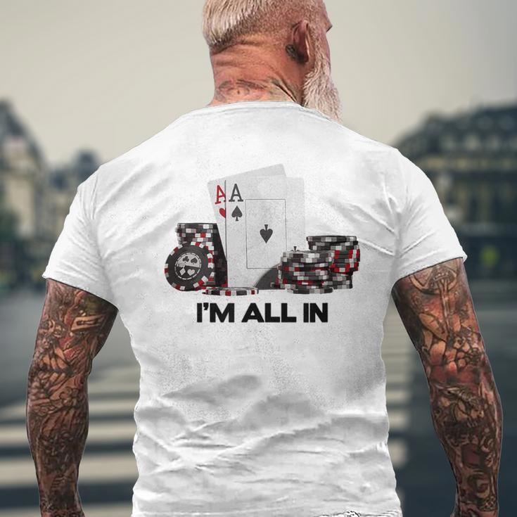 ポーカーエース、I Am All In メンズTシャツ バックプリント 高齢者への贈り物