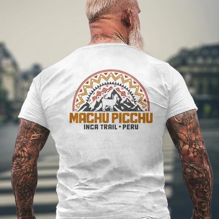 マチュピチュ ペルー インカトレイル お土産 ラマ アルパカ ヴィンテージ メンズTシャツ バックプリント 高齢者への贈り物