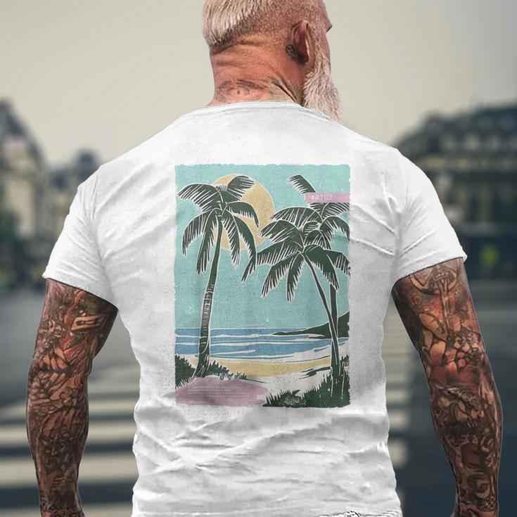 ヤシの木 ヤシの木 ビーチ 海 太陽 休暇 休暇 夏 メンズTシャツ バックプリント 高齢者への贈り物