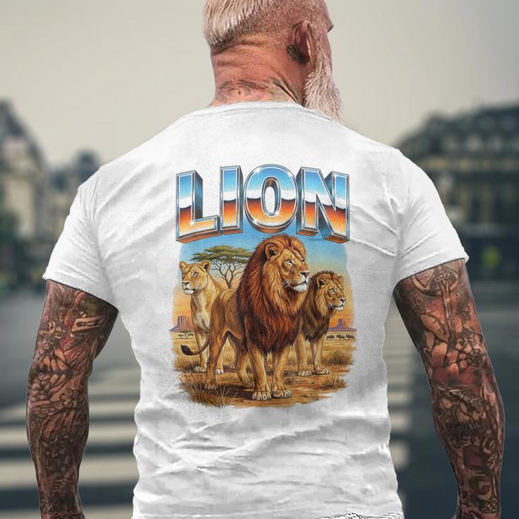 ライオン ヴィンテージ 70年代 90年代 レトロ ライオン アフリカ 動物好き メンズTシャツ バックプリント 高齢者への贈り物