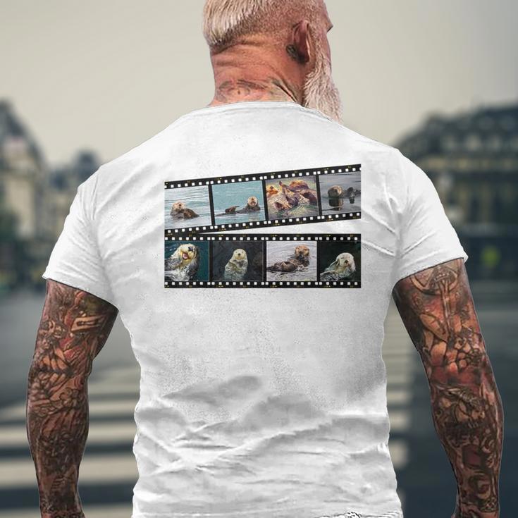 ラッコ フィルムストリップ 写真 フォト コラージュ メンズTシャツ バックプリント 高齢者への贈り物
