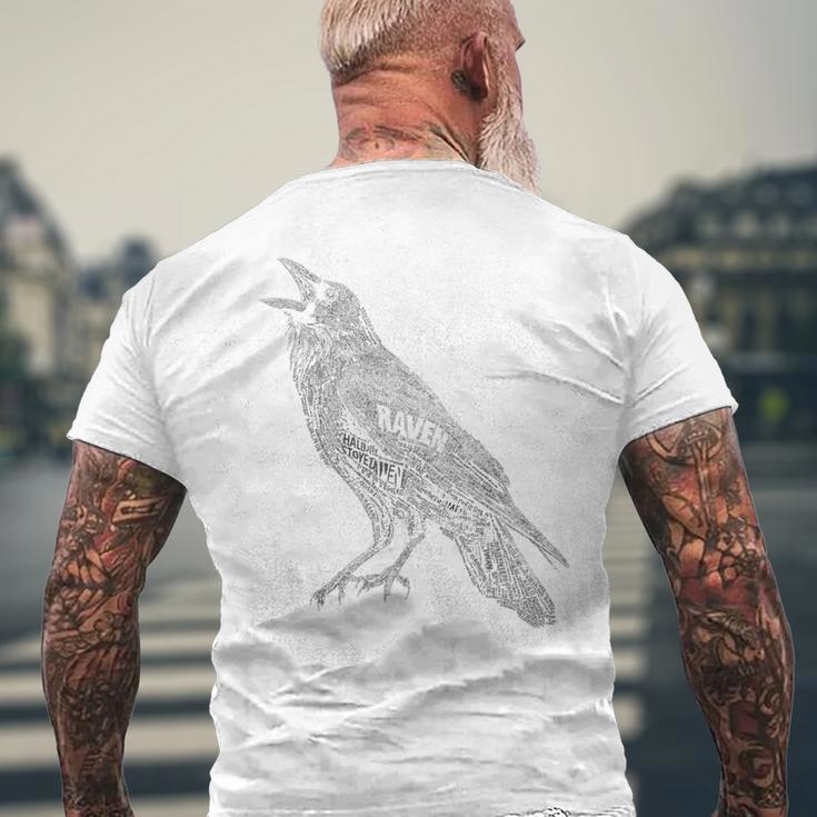 レイヴン カラス 動物愛好家 鳥 モチーフアート メンズTシャツ バックプリント 高齢者への贈り物