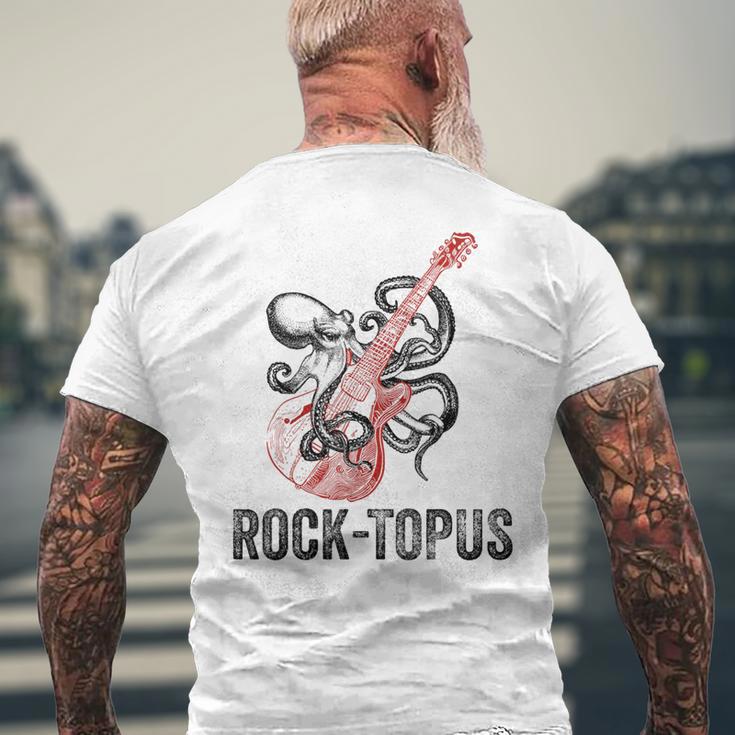 レトロ オクトパス クラーケン ギターを弾く Rock-Topus ギタリスト メンズTシャツ バックプリント 高齢者への贈り物