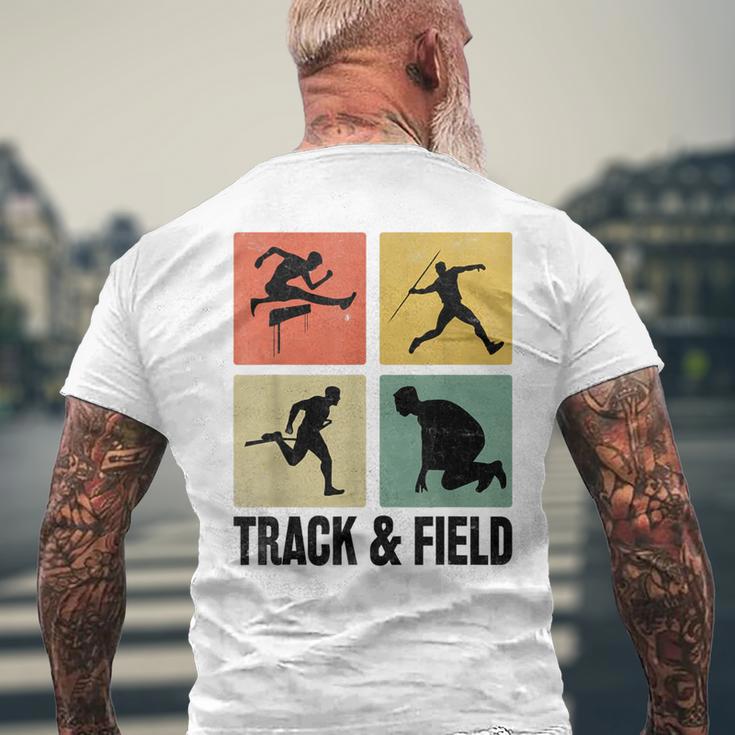 レトロな陸上競技選手。 メンズTシャツ バックプリント 高齢者への贈り物