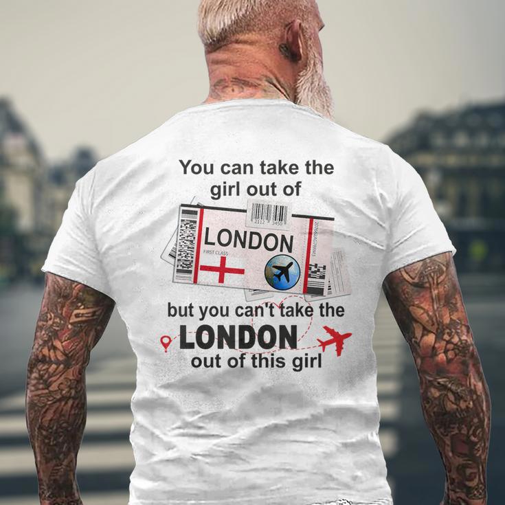 ロンドンガール ロンドン搭乗券 ロンドン メンズTシャツ バックプリント 高齢者への贈り物
