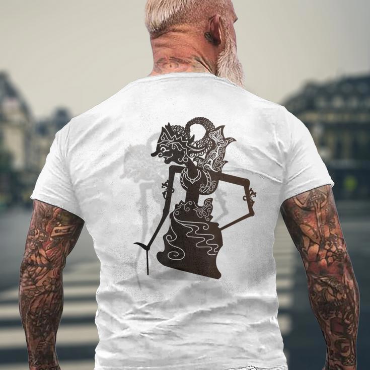 ワヤン インドネシア文化 人形 部族 メンズTシャツ バックプリント 高齢者への贈り物