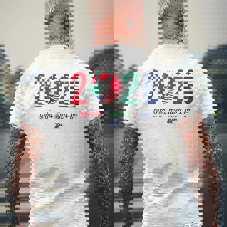 ワールドカップ2026開催国サッカーデザイン メンズTシャツ バックプリント 高齢者への贈り物