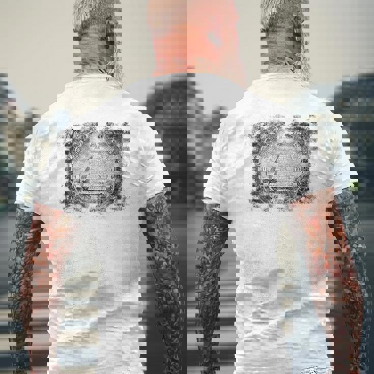 ヴィンテージ イルミナティ オールシーイング アイ ダラー フリーメイソン メンズTシャツ バックプリント 高齢者への贈り物