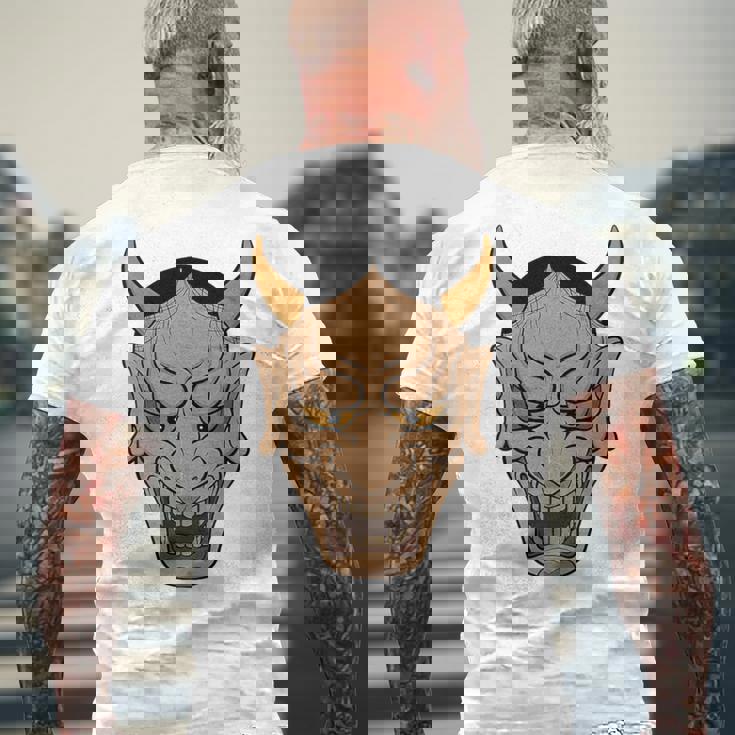 ヴィンテージの般若能面、浮世絵スタイル メンズTシャツ バックプリント 高齢者への贈り物