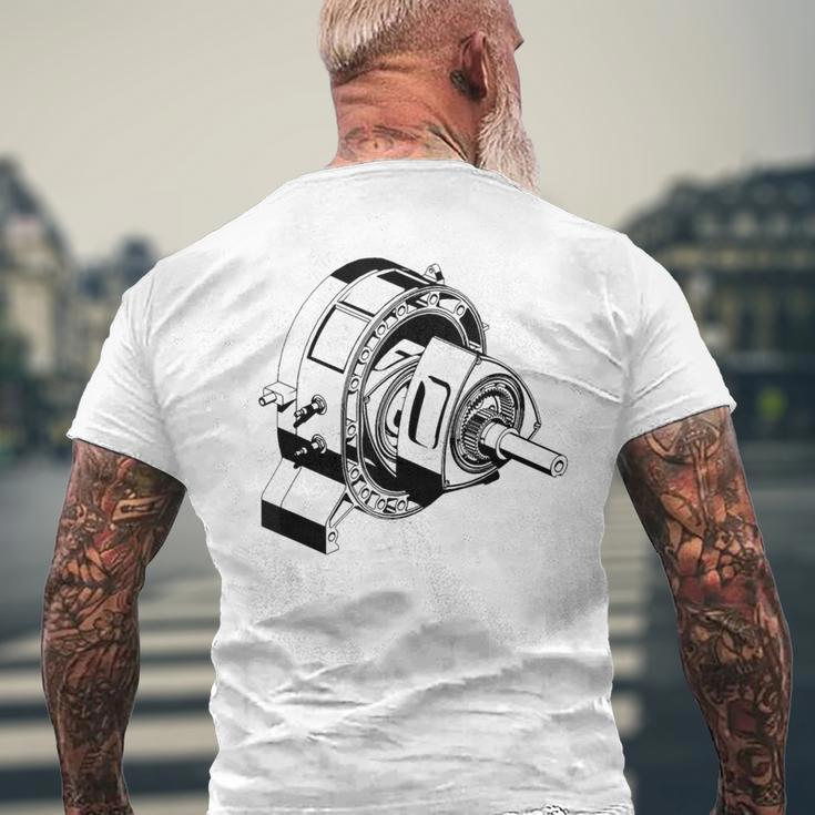 ヴィンテージロータリーエンジン設計図 カーグラフィック メンズTシャツ バックプリント 高齢者への贈り物
