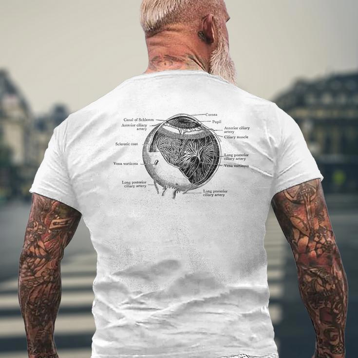 人間の目 目玉 ヴィンテージ 解剖学 メンズTシャツ バックプリント 高齢者への贈り物