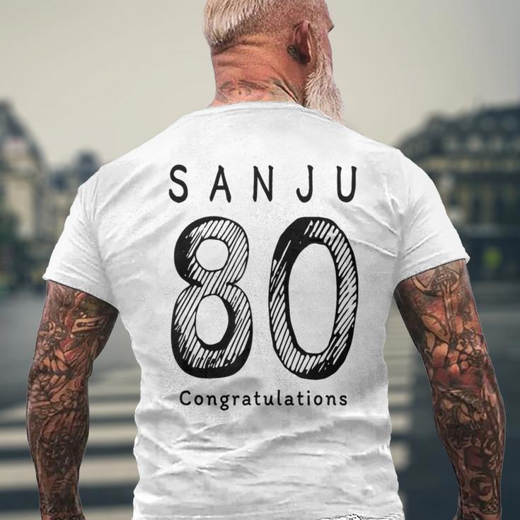 傘寿 80歳anju 80 Birthday お祝い シンプル 人気 メンズTシャツ バックプリント 高齢者への贈り物