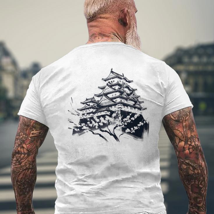 日本伝統風姫路城 メンズTシャツ バックプリント 高齢者への贈り物