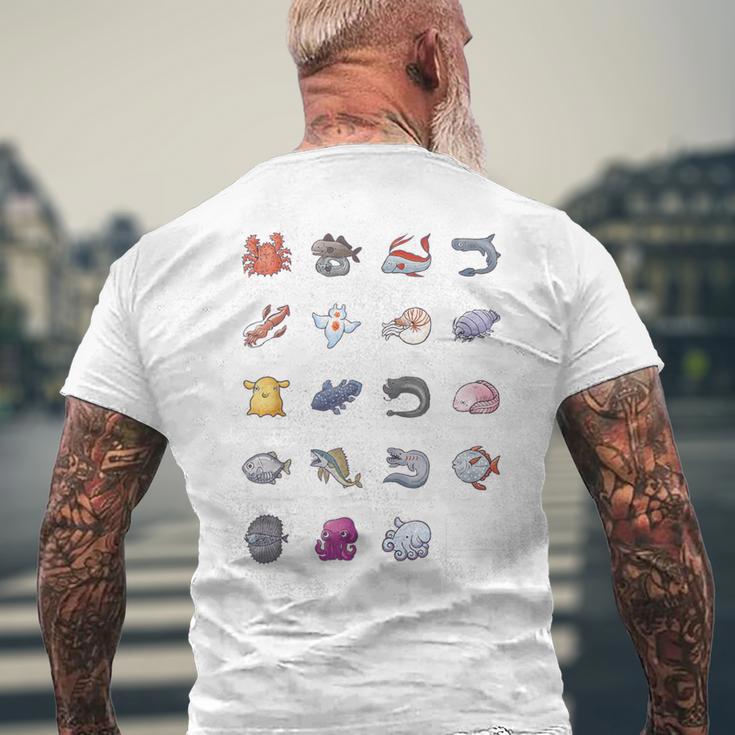 深海魚図鑑2_白文字 メンズTシャツ バックプリント 高齢者への贈り物