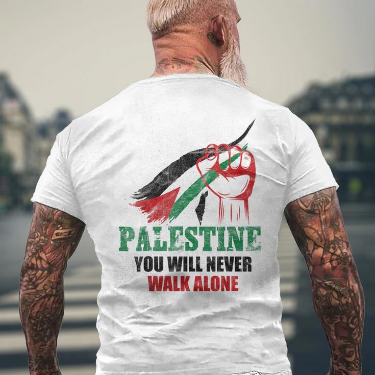 無料ガザパレスチナ国旗 アラビアギフト パレスチナ メンズTシャツ バックプリント 高齢者への贈り物