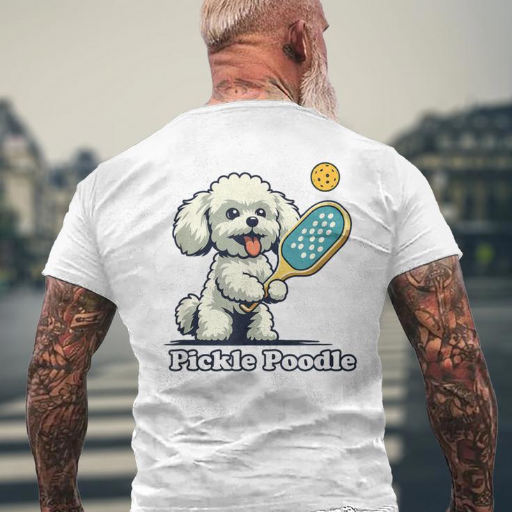 犬 遊び ピックルボール マルチーズ プードル 面白い ピクルスプードル メンズTシャツ バックプリント 高齢者への贈り物
