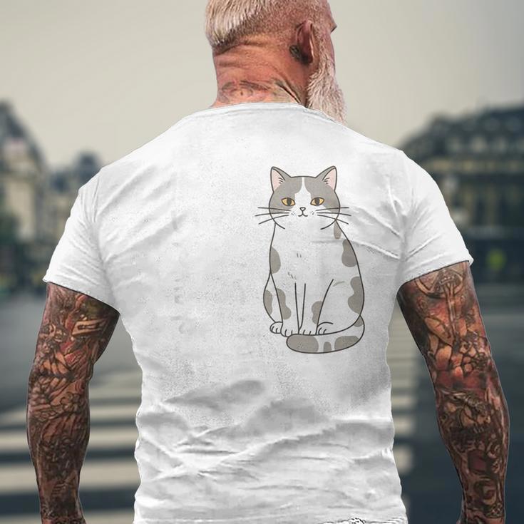 猫のために働いてます サバ白猫 猫好きあるある 社畜ネタ 面白い メンズTシャツ バックプリント 高齢者への贈り物