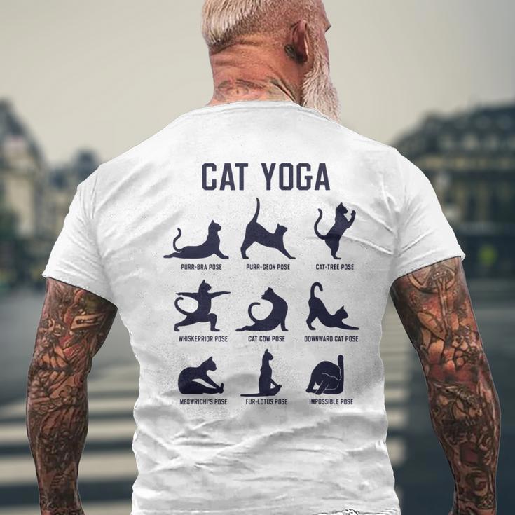 猫のヨガのポーズ メンズTシャツ バックプリント 高齢者への贈り物