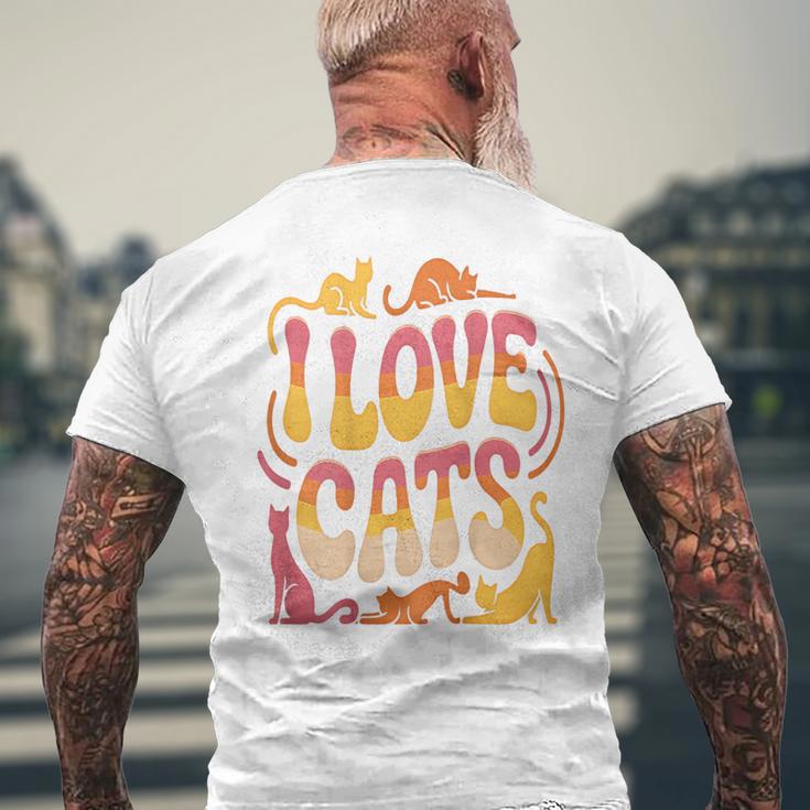 バックプリント 猫好き 引用 おもしろ猫 ミーム I Love Cats メンズTシャツ バックプリント 高齢者への贈り物
