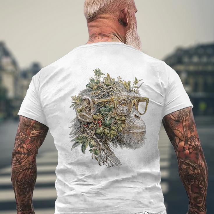 猿 野生動物 サファリ 動物愛好家 グラフィック イラスト メンズTシャツ バックプリント 高齢者への贈り物