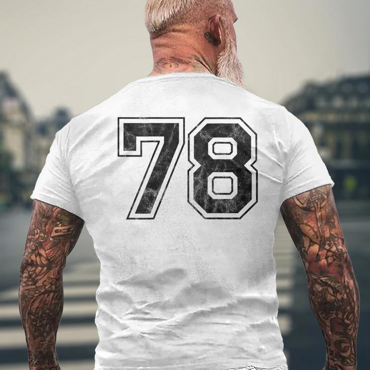 背中に78番。 メンズTシャツ バックプリント 高齢者への贈り物