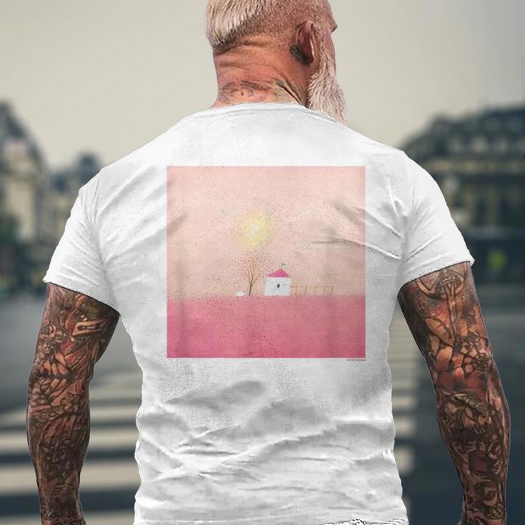 詩とメルヘン 葉祥明 ピンク屋根のぼくの家 メンズTシャツ バックプリント 高齢者への贈り物