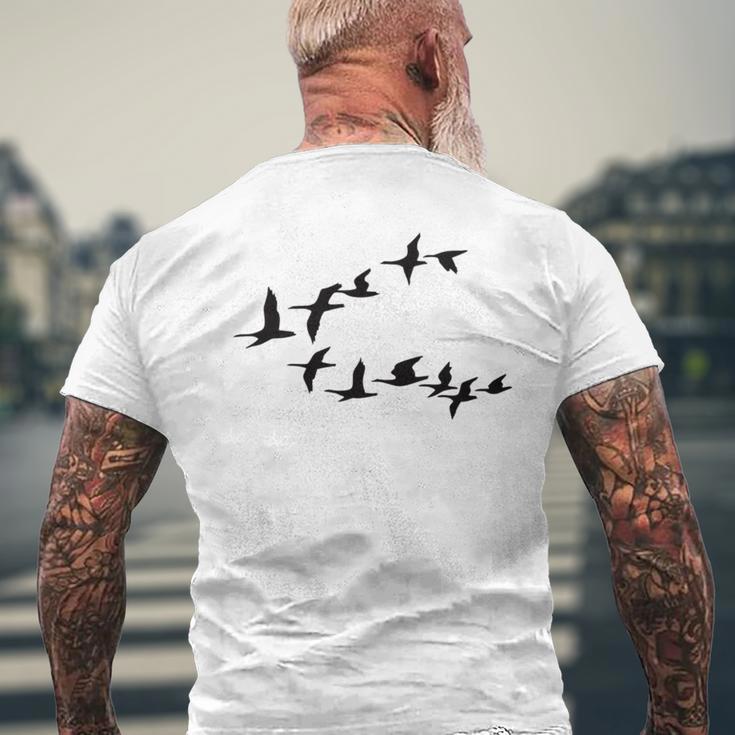 飛ぶ鳥の群れ 長袖tシャツ メンズTシャツ バックプリント 高齢者への贈り物