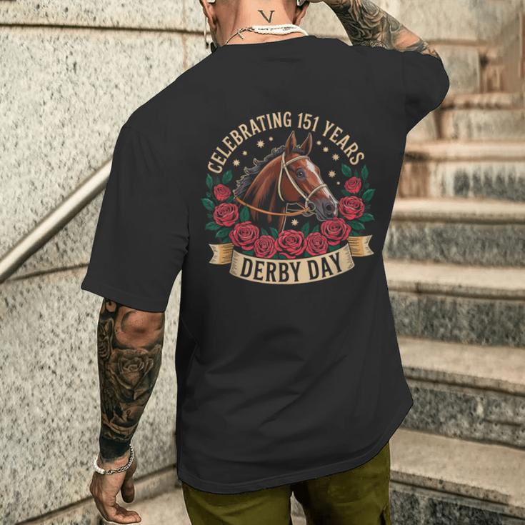 151年を祝うダービーヴィンテージ馬の日 メンズTシャツ バックプリント 彼への贈り物