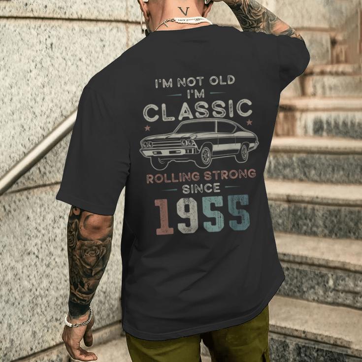 1955年生まれ、71歳の誕生日 クラシックカー メンズTシャツ バックプリント 彼への贈り物