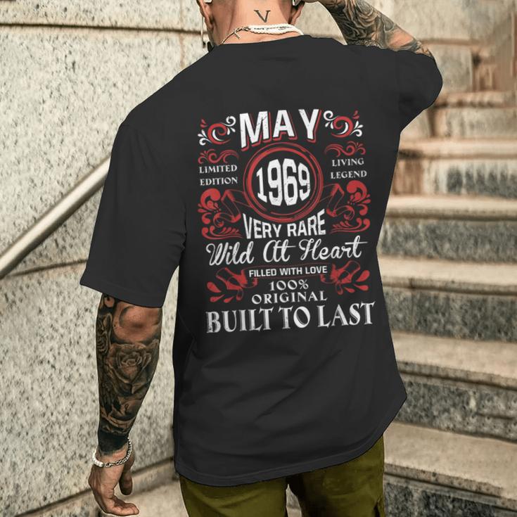 1969年5月 誕生日 ヴィンテージ ラベル デコレーション レトロ 誕生日 メンズTシャツ バックプリント 彼への贈り物
