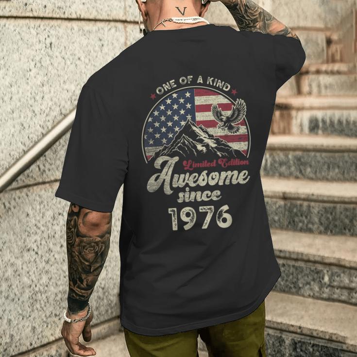 1976 愛国的なイーグル、50歳の誕生日、アメリカ国旗 愛国的 メンズTシャツ バックプリント 彼への贈り物