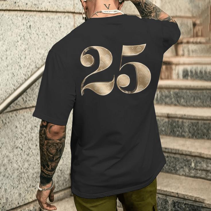 25 25 誕生日 お気に入り 数字 フルール・ド・リス メンズTシャツ バックプリント 彼への贈り物