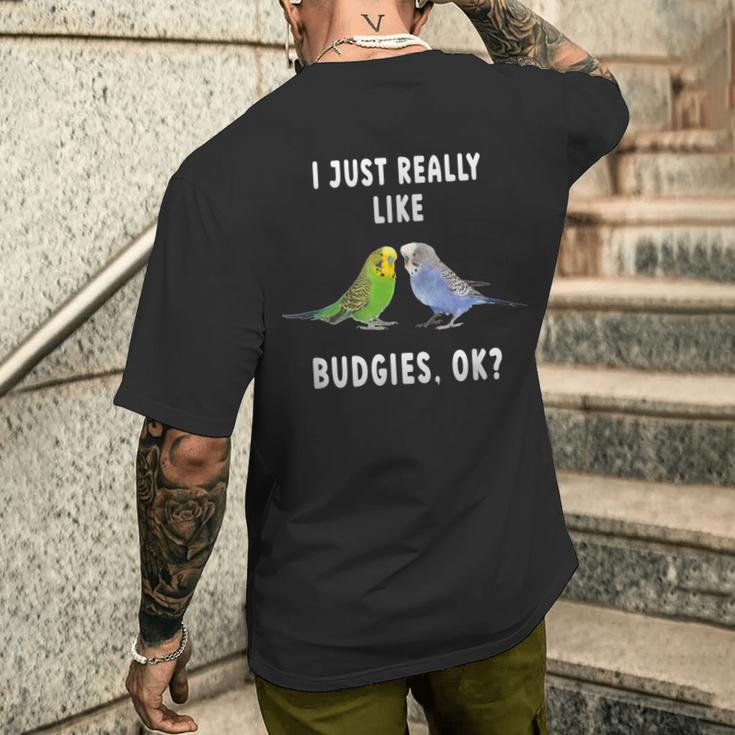 2つのセキセイインコ、面白いことわざ、楽しい、セキセイインコ メンズTシャツ バックプリント 彼への贈り物