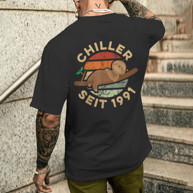 30歳の誕生日ギフト 面白いナマケモノチラーince 1991 メンズTシャツ バックプリント 彼への贈り物