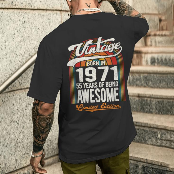 55 Years Of Awesome Born 1971 限定版 55歳の誕生日 メンズTシャツ バックプリント 彼への贈り物