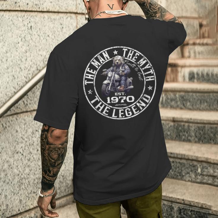 55 歳の誕生日男性オートバイ バイクに乗る人 1970 メンズTシャツ バックプリント 彼への贈り物