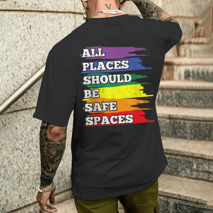 All Placeshould Beafepaces ゲイプライド 同盟国 Lgbtq Month メンズTシャツ バックプリント 彼への贈り物