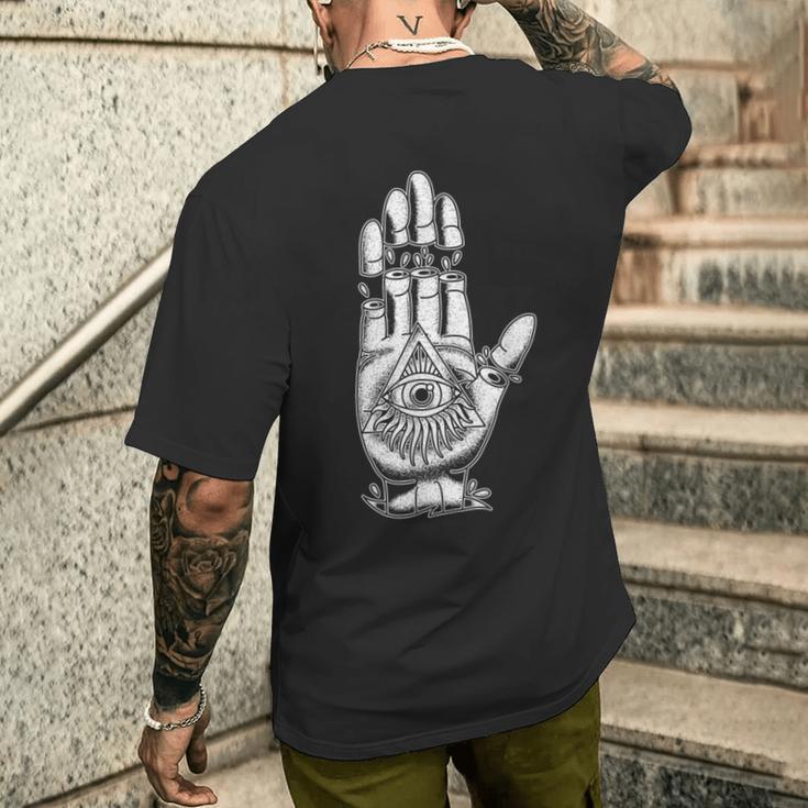 Alleeing Eye タトゥー イルミナティ 陰謀 グランジ 美的 メンズTシャツ バックプリント 彼への贈り物