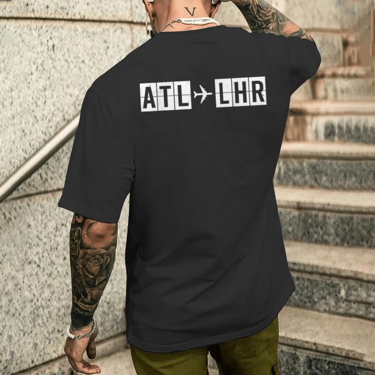 Atl Lhr フライトルート アトランタロンドン航空コード メンズTシャツ バックプリント 彼への贈り物