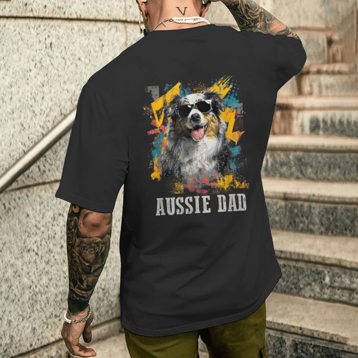 Australianhepherd Dad Dog Divertente Proprietario Festa Del Papà T-shirt da uomo con stampa posteriore Regalos para él